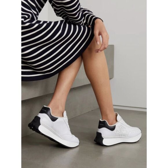 Alexander McQueen Shoes - Alexander McQueen Sprint Runner Sneakers in White & Black 38 New with Box Womens